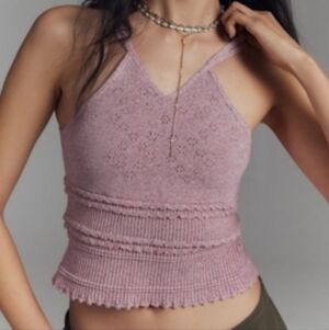 NWT By Anthropologie Knit V-Neck Linen Blend Tank Top